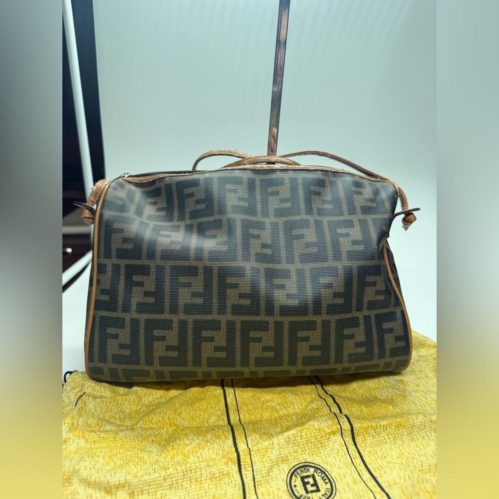 Authentic Vintage Fendi Zucca FF Crossbody Bag Brown Logo Italy READ - Picture 9 of 15